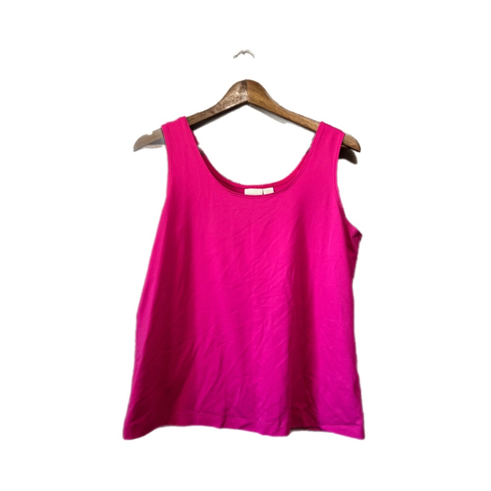 Chicos Tank Top Womens 2 L Hot Pink Excellent Scoop Neck Stretch Nylon Blend